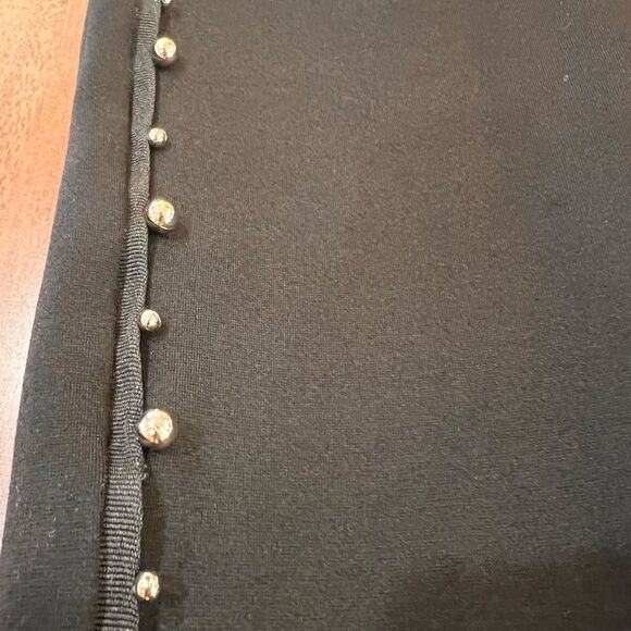 Zara Black leggings with Silver metal studs down sides. Ponte stretchy. Size XL - Picture 6 of 6